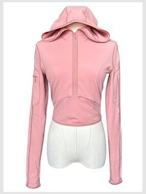 Lululemon Break A Trail 1/2 Zip Hoodie Pink Crop Size 2